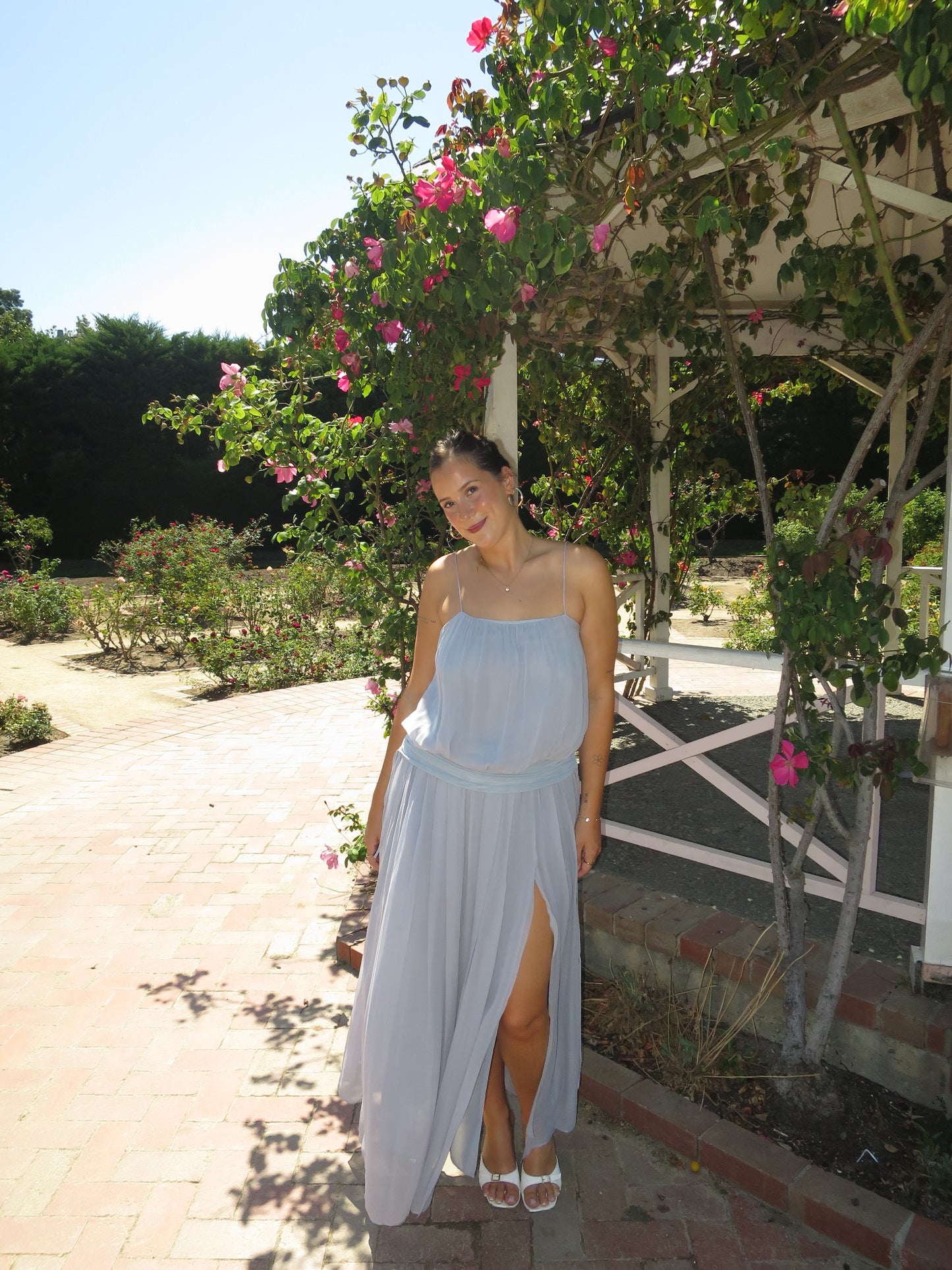 Camille Blouson Dress in Cloud Blue