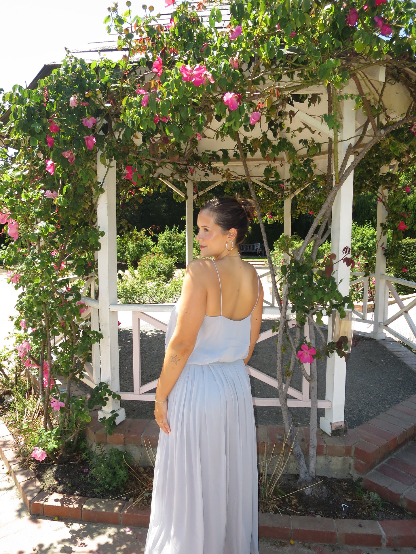 Camille Blouson Dress in Cloud Blue