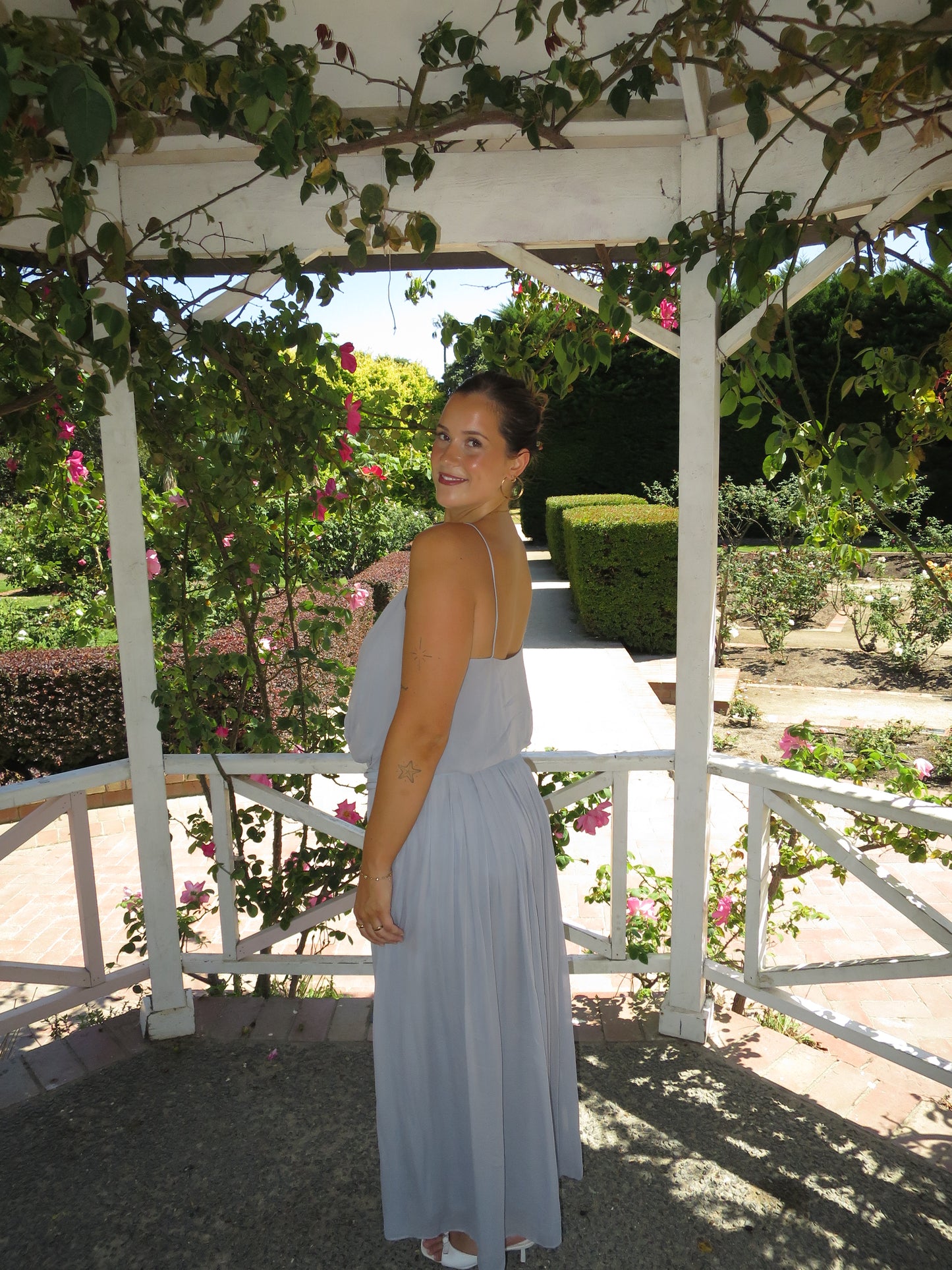 Camille Blouson Dress in Cloud Blue