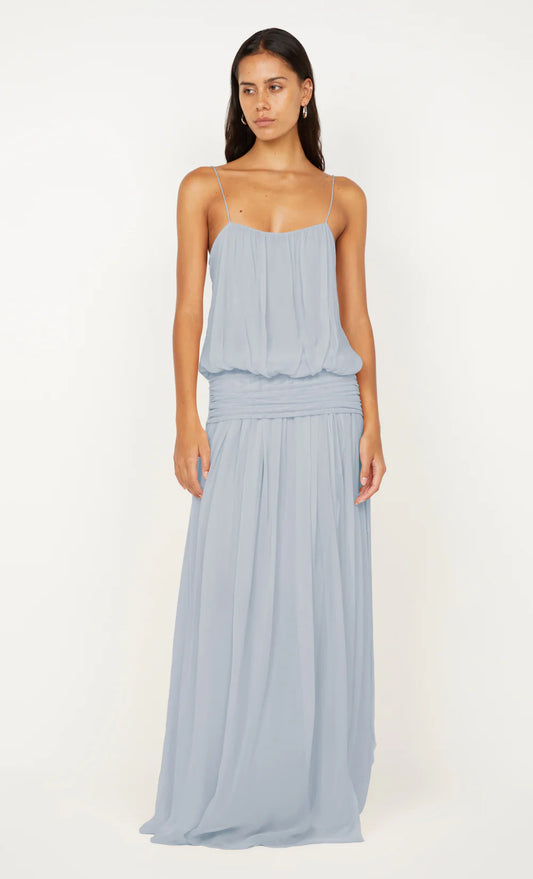 Camille Blouson Dress in Cloud Blue